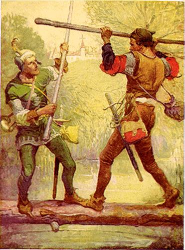 Louis Rhead Robin Hood and Little John Norge oil painting art
